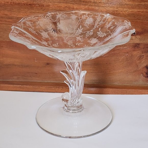 Fostoria Baroque Shirley Compote Pedestal Cheese Plate Stand Depression Glass - Picture 1 of 13